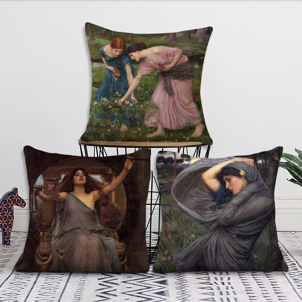 Painter J-John W-WilliamS Waterhouse Cushion Cover For Pillow Printing Sofa Decoration Home Car Room Office Nordic Simplicity