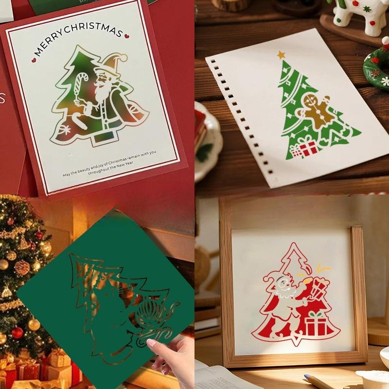 25 Pcs Christmas Stencils Reusable Christmas Stencil for Painting on Wood DIY Crafts Canvas Window Fabric Doormat 6in