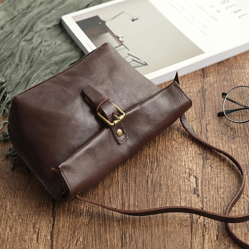 MJ Soft Genuine Leather Women Messenger Bag Female Real Leather Crossbody Shoulder Bags Small Handbag Retro Phe Bag for Girls