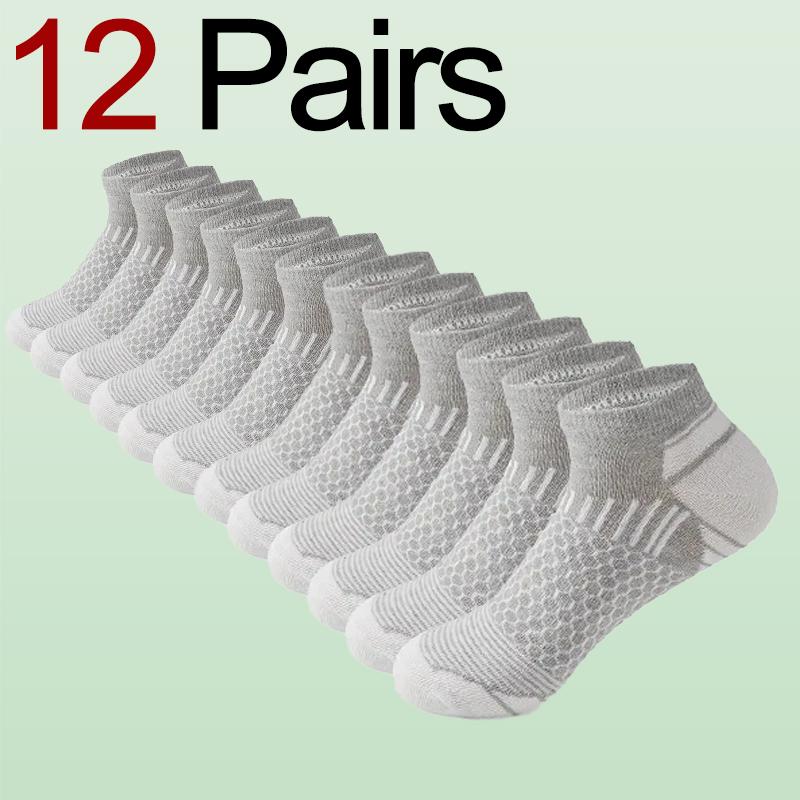 6/12 Pairs for Both Men Women Suitable Sports Low Top Socks Sweat Absorbing Breathable Thin Odor Proof Running Leisure Socks