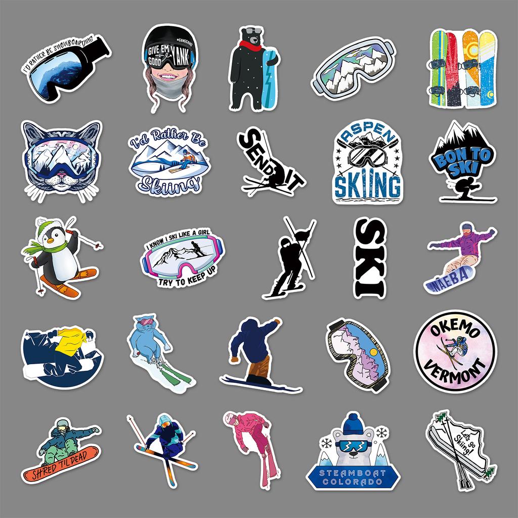 50 Ski Graffiti Personalized Cartoon Sports Surroundings DIY Skateboard Luggage Stickers Waterproof