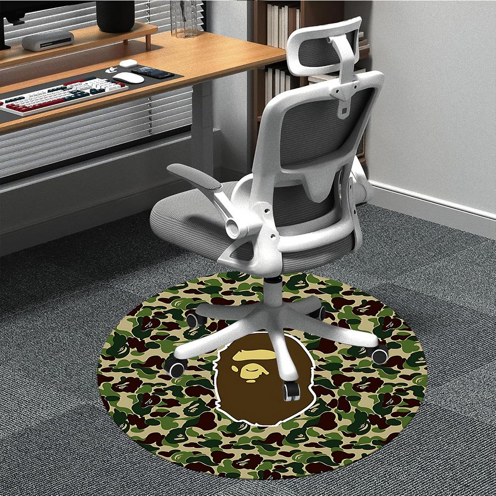 

1 шт. Круглый коврик BAPE с логотипом для офиса, нескользящий, мягкий и прочный, для декора интерьера, идеально подходит для офиса, красивое украшение 80cm