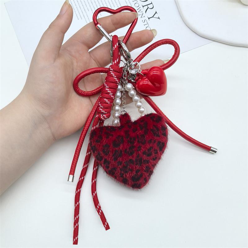 Yogodlns Heart Shape Leopard Mini Backpack Hanging Handbag Pendant Bag Pendant Bags Accessories