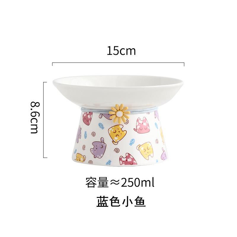 Ceramic Cat Bowl Anti Black Chin Non Spill Water Dish Pet Food Feeder for Cats and Dogs