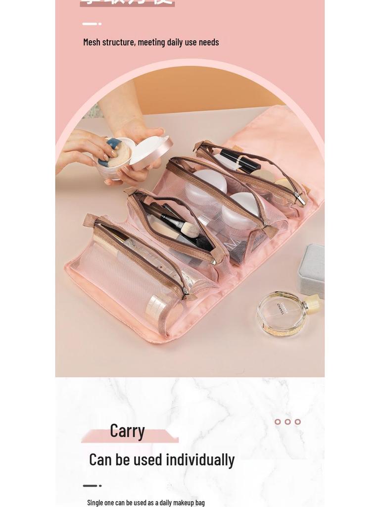 Portable 4-in-1 Travel Makeup & Toiletry Organizer Bag, Foldable Storage Pouch