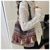 2025 Fashion Ethnic Tassel Canvas Shoulder Crossbody Tote - Large Capacity