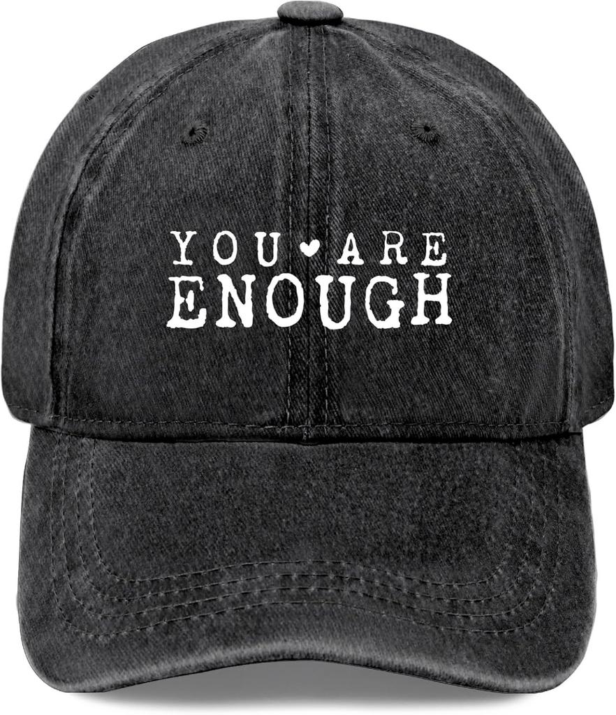 You Are Enough Baseball Cap Washed Distressed Polyester Casual Unisex Adult Vintage Cap