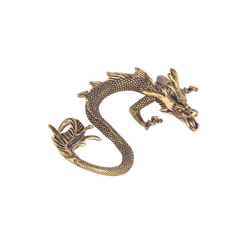 Retro Messing Tierkreiszeichen Drache Kleine Statue Schreibtischornament Chinesische Fabelwesen Figuren Retro Haus Feng Shui Dekorationen Handwerk