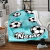 Custom Name Soccer Theme Printed Blanket - Perfect for Couch, Bed, Travel & Outdoor Use | Machine Washable, Cozy & Durable.