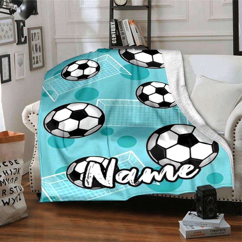 Custom Name Soccer Theme Printed Blanket - Perfect for Couch, Bed, Travel & Outdoor Use | Machine Washable, Cozy & Durable.
