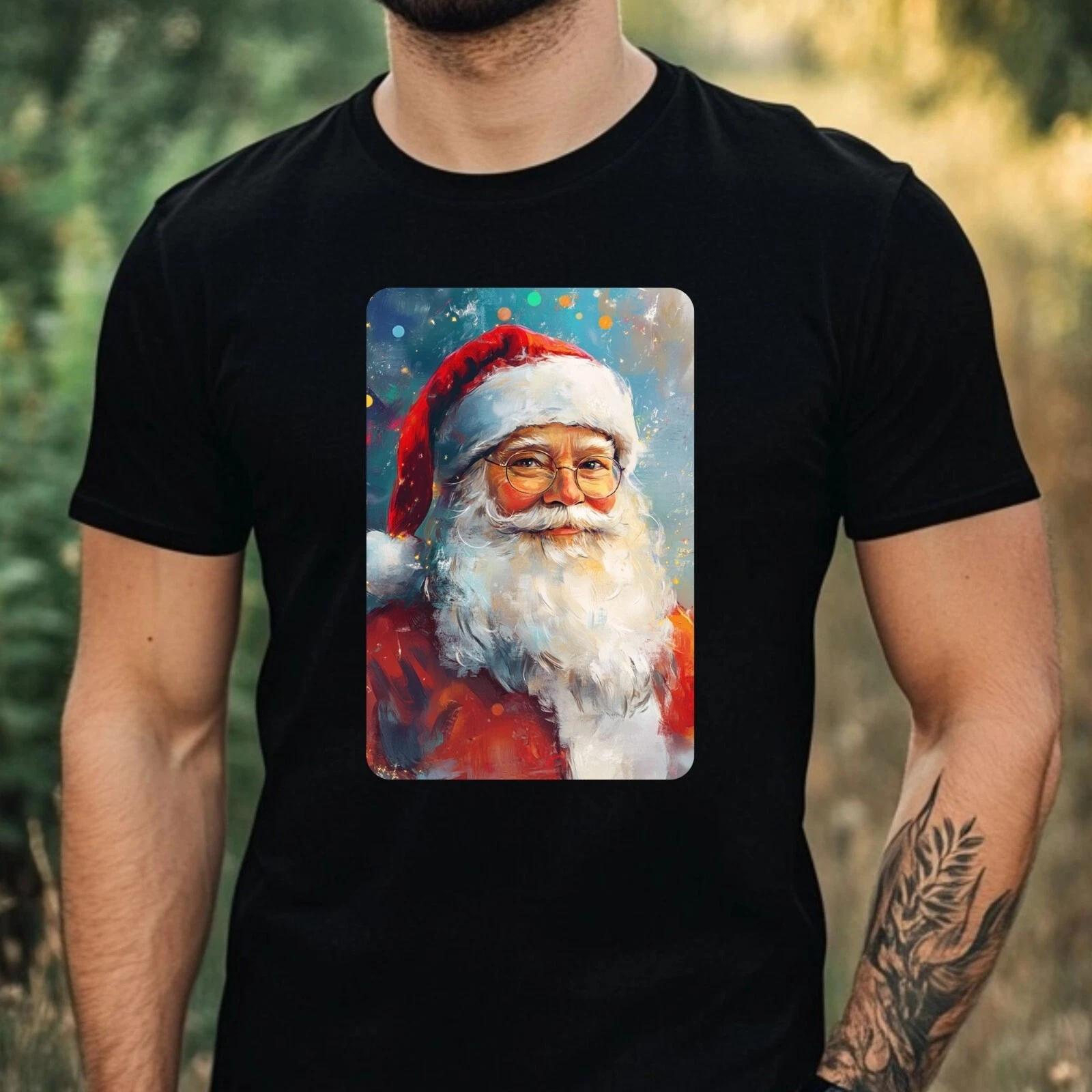 T-Shirt Herren Weihnachtsmann Portrait Motiv Baumwolle Größe XS bis 5XL S
