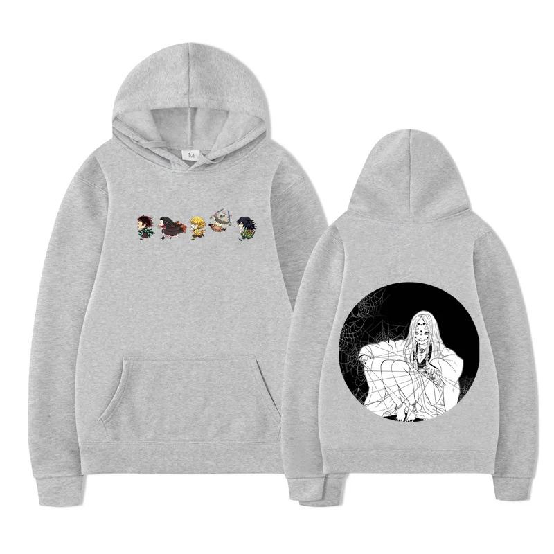 Autumn Winter Japanese Anime Hoodie Sweatshirt Print Letter Oversize Pullover Casual Fashion Street Long Sleeved Top