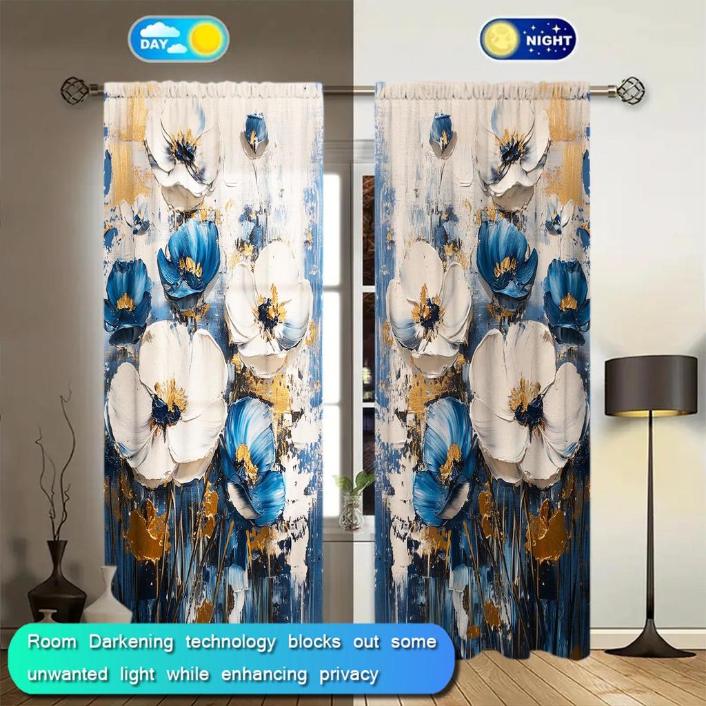 2 Panels Abstract Floral Decorative Oil Curtains   Versatile Design Suitable for Any Style   Creating a Peaceful Living Space
