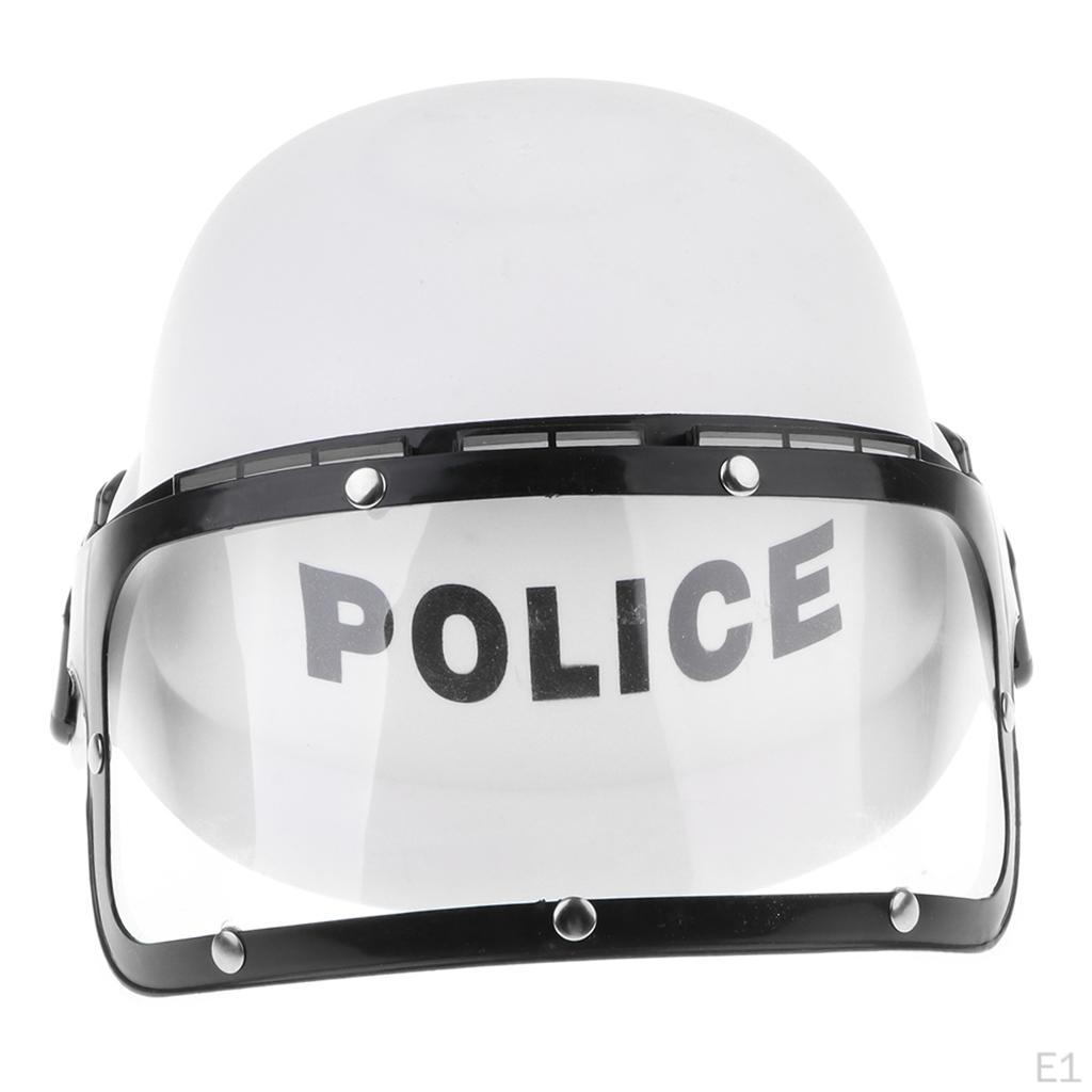 Childrens Costume Helmet, Cop Motorcycle Hat & Visor Child Fancy Dress Pretend Role Play