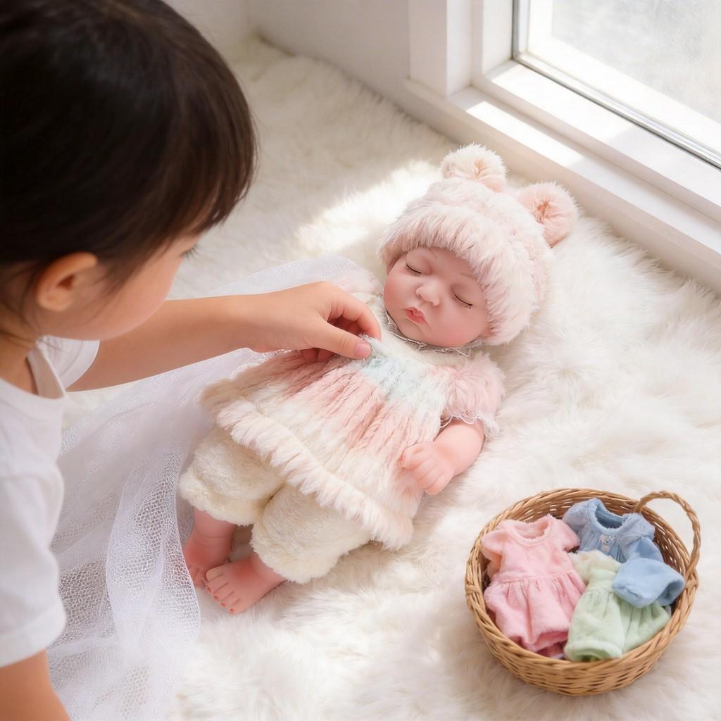 Reborn Baby Doll Toy 12in Soft Silicone Sleepwear For Kids And Collectors