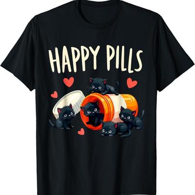 Happy Pills Cat & FUNNY CUTE MEME Cat T-Shirt