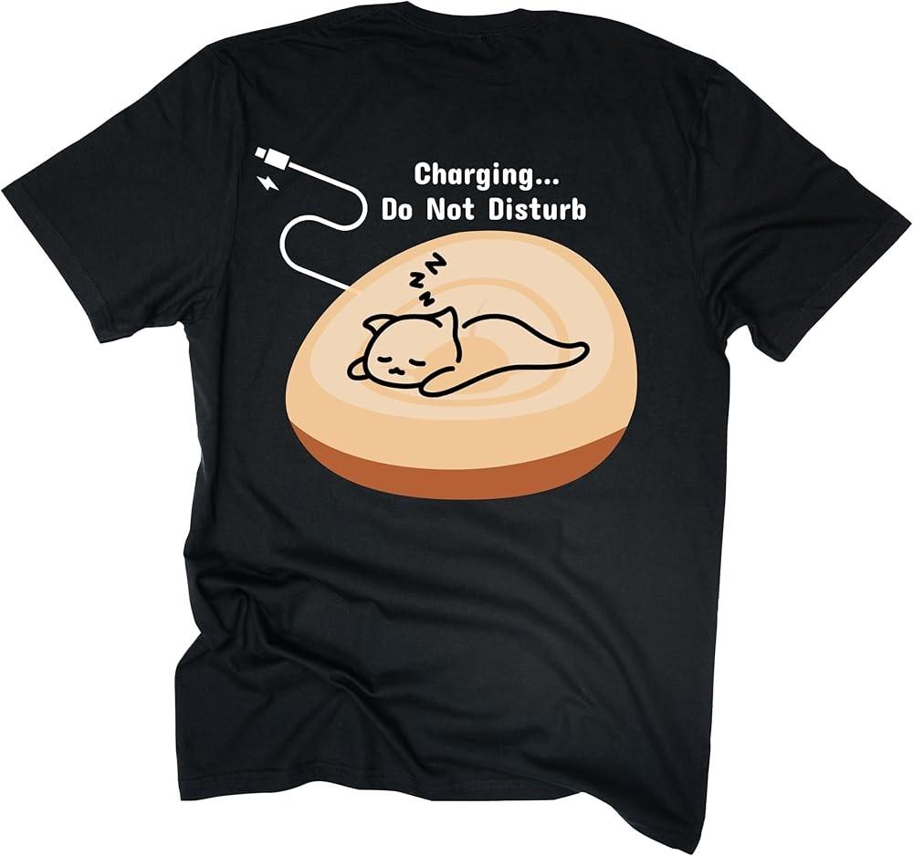 

Charging Do Not Disturb Cat TShirt – Cute Sleeping Kitty Tech Humor Shirt for C Unisex T-Shirt S