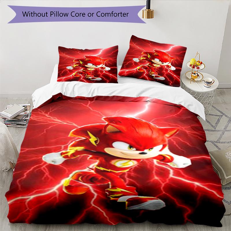 3pcs Sonic Bedding Set Duvet Cover Closure Includes 1 Duvet Cover & 2 Pillowcases, Soft and Comfortable for All Seasons.