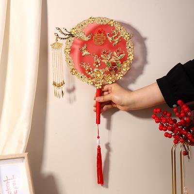 Ventaglio a Mano da Sposa Decorazione Matrimonio Ventaglio Gruppo Sposa Ventaglio di Fiori Cinese Vintage Fatto a Mano Ornamenti per Fotografia
