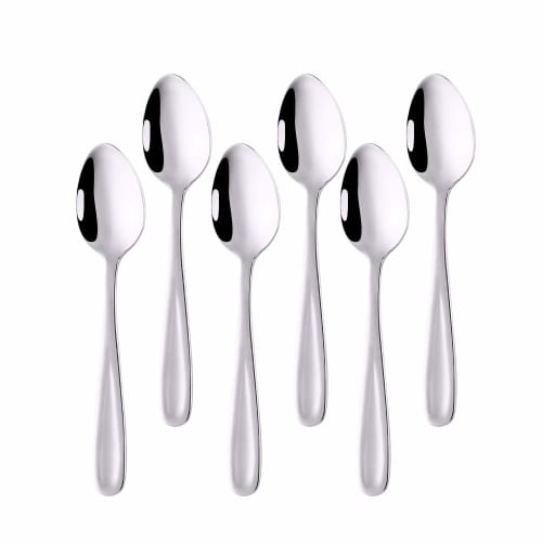 Buyit Teaspoon, Coffee Spoon, and Dessert Spoon Set of 6, 18-0 Stainless Steel, Thick Walled, 13.5cm Total Length, Silver