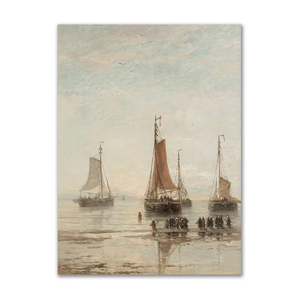 

Винтажная Европейская галерея, настенная печать, пейзаж с горным озером, холст, живопись, плакаты на скандинавскую тему и принты, украшение для гостиной, дома 21cm×30cm NoFrame