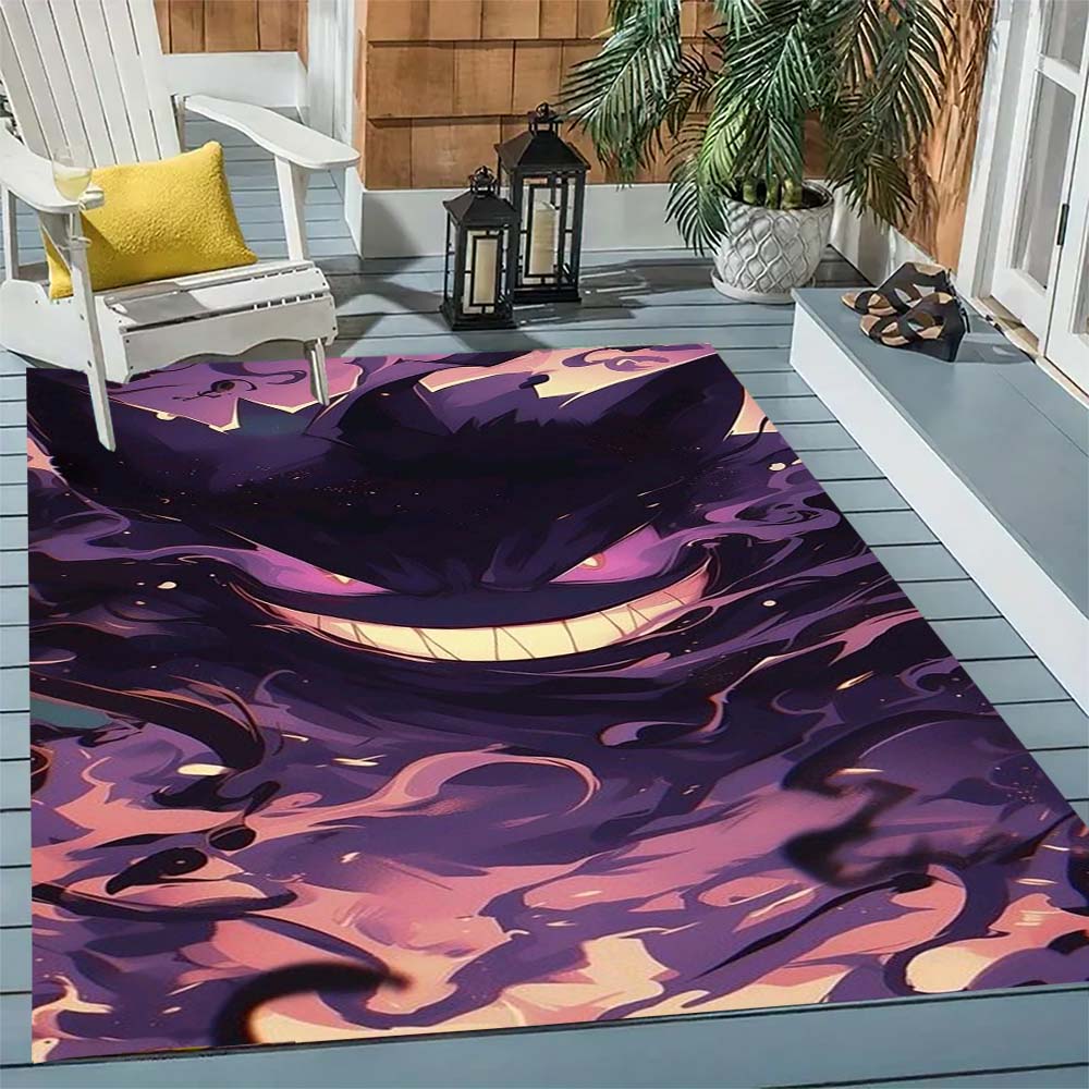Gengar Printed Area Rug Cartoon Ghost Pattern Non-Slip Floor Mat Soft Carpet for Bedroom Living Room Decor