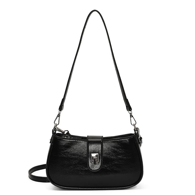 Spring and Summer New Simple and Versatile Niche Oil Wax Leather Underarm Bag Women's Fashion Personality High Quality Shoulder Messenger Bag