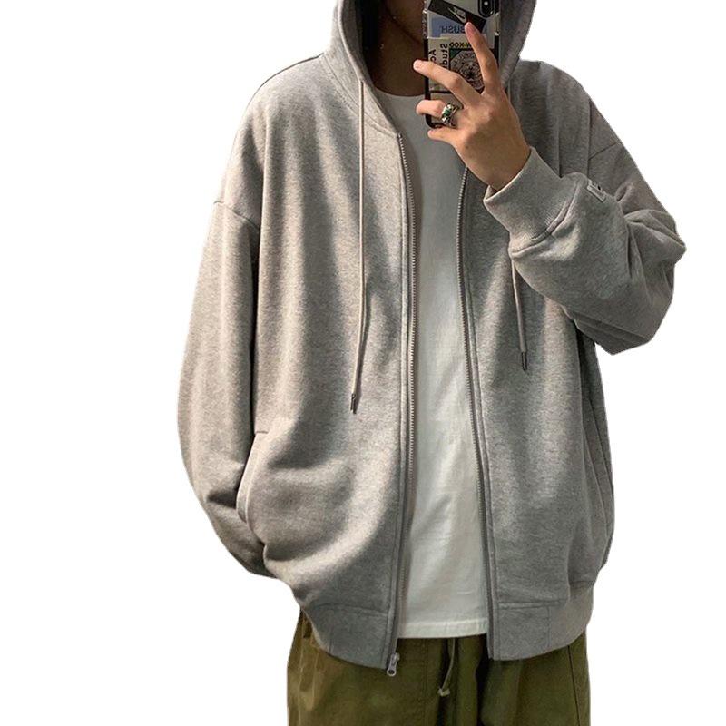 Men's Casual Korean Style Zipper Hoodie - Autumn/Winter Loose Fit Cardigan