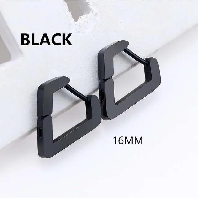 Fashion Black Hoops Earring for Men Geometric Rectangular Hexagon Triangle Pentagram Square Hoop Earring Women Jewelry