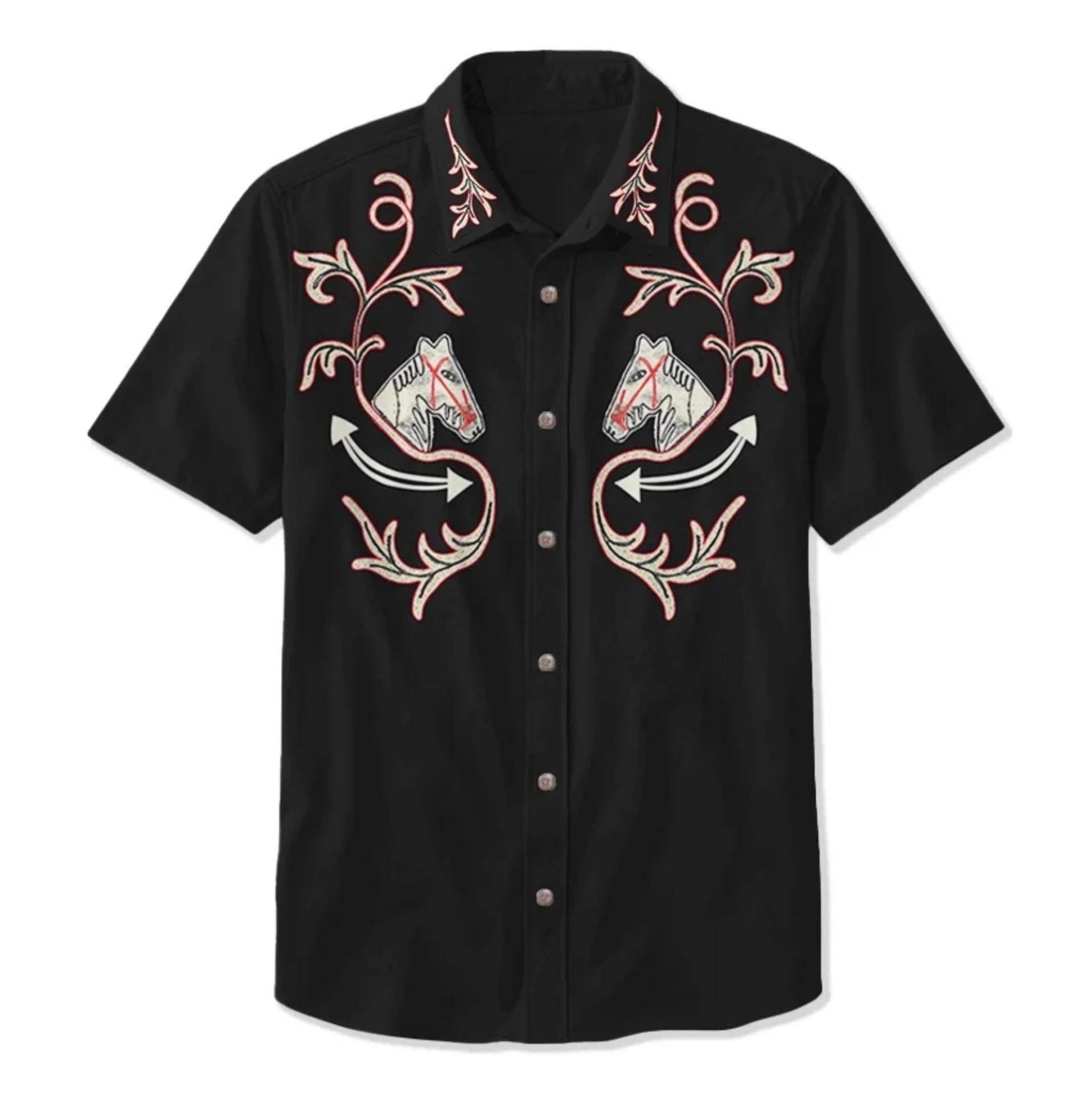 

Летняя мужская рубашка в стиле вестерн с принтом в стиле отпуск, повседневная мужская рубашка с лацканами и короткими рукавами с 3D-принтом XXL