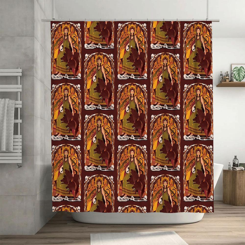 Gothic Shower Curtain Dark Academia Aesthetic Vintage Tapestry Halloween Decor Washable Bathroom Set Artistic Home Decor