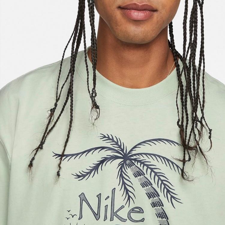 Nike SB Palm Tree Letter Print Casual Short Sleeve T-Shirt Men Tops Aqua-Blue DQ1851-017