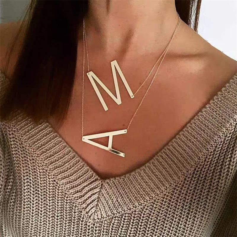 European & American Fashion Personalized Letter Necklace - 26 English Letters, Women's Jewelry