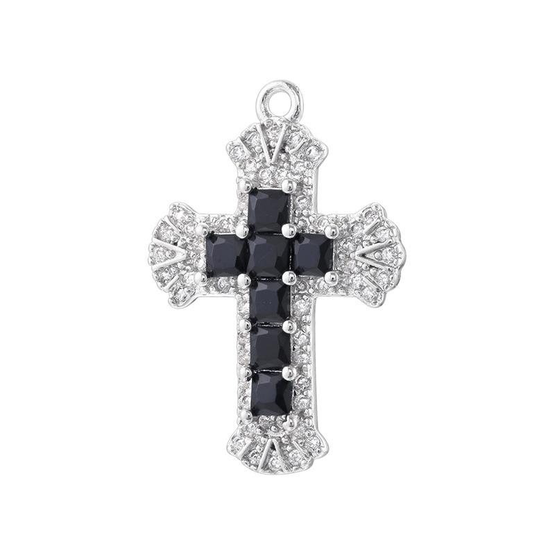 Hafif Lüks Bakır Renkli Pırlantalar Kakmalı Haç Kolye Ucu Kişiselleştirilmiş Hip Hop Kendin Yap Bileklik Kolye Takı Ucu Vd2055