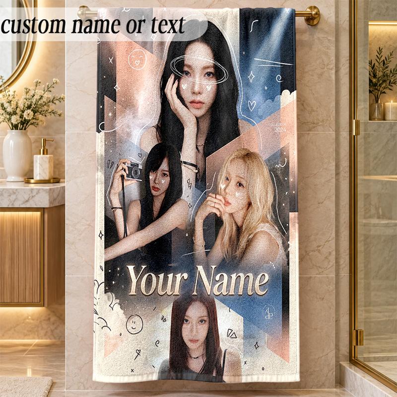 Beach Towelaespa Custom Name Text Personalized Soft Towel for Beach Pool Indoor Home Decor Gift