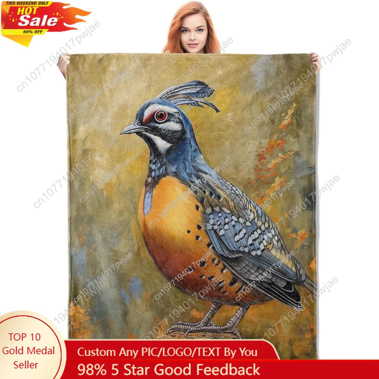 American White Pelican Blanket Coastal Sunset Flannel Throw Blankets Soft Warm Lightweight Cozy Plush Bird Custom blankets 75X95CM