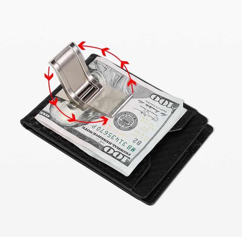 Multifunctional Minimalist Metal Money Clip Wallet with PU Leather and Multiple Card Slots for Men