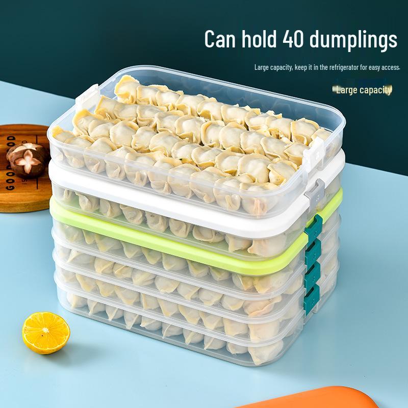 Home Dumpling and Wonton Freezer Box: Multi-layer Transparent Storage for Fresh-Keeping