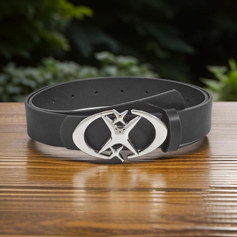 Vintage PU Belt for Women Star Buckle Belt Lady Narrow Waistband Aesthetic Waist Belt for Girl Jeans Shorts Dress Belt