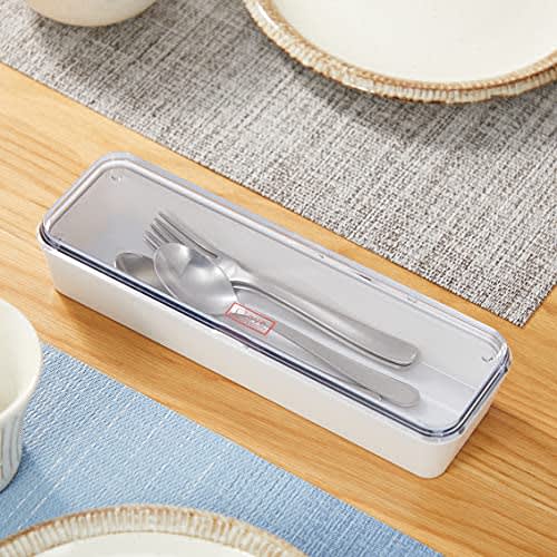 Pearl Metal Cutlery Case with Lid, White, Made in Tsubame-Sanjo, Japan, HB-2911