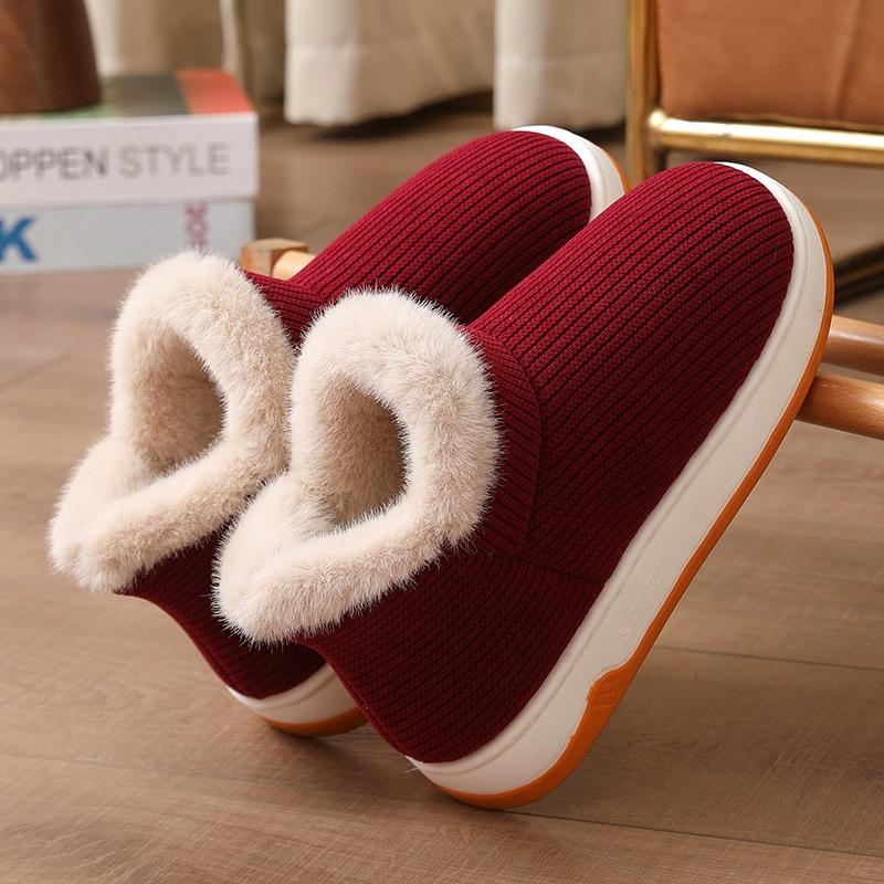 Winter Indoor And Outdoor Plush Thick Anti Slip Warm Cotton Shoes Rubber Shoes