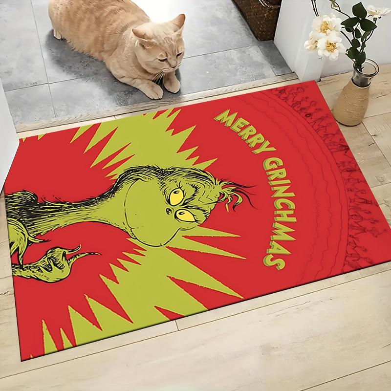 Grinch Christmas Card Carpet Rug Soft Washable Antislip Home Living Room Sofa Mats Personalized Christmas Rug