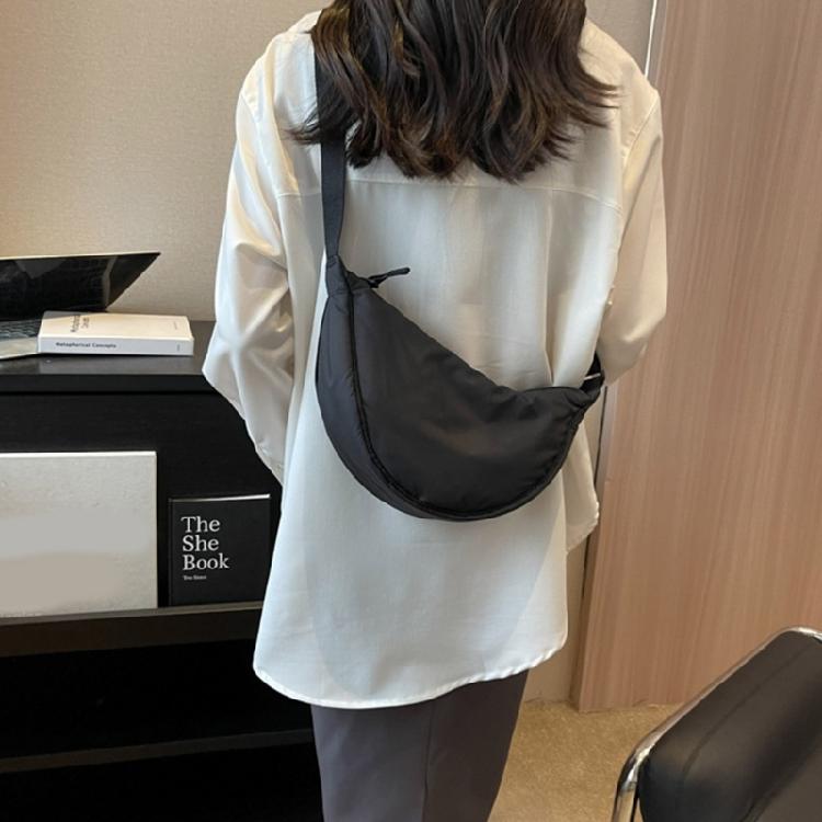 Simple Crossbody Bag for Women Nylon Shoulder Bag Dumpling Bag Satchel Bag