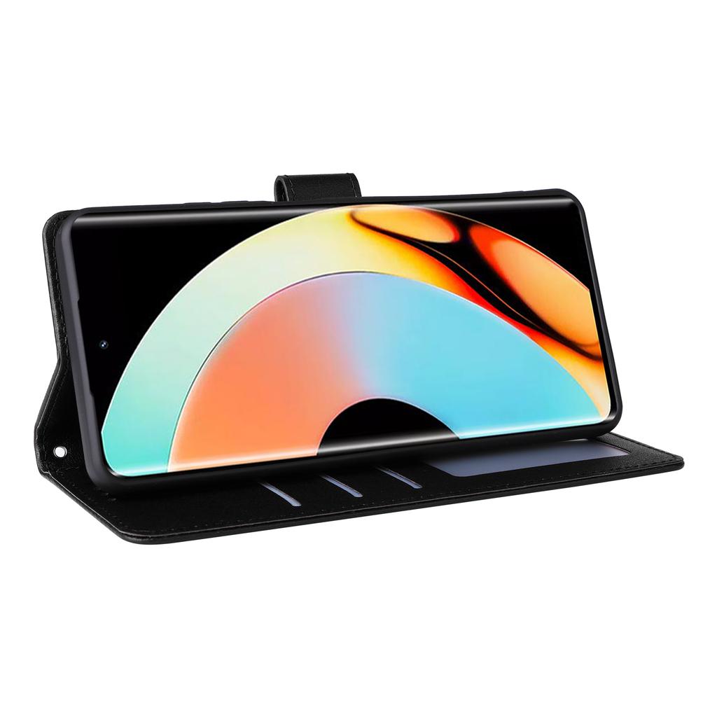 For Realme 10 Pro+ 5G Case PU Leather Phone Cover with Viewing Stand/3 Card Holder
