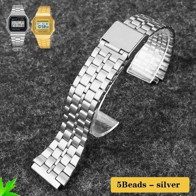 

Ретро Маленький Квадратный Металлический Ремешок Для Часов CASIO A159w-n1 A158WA/168 LA670 AE-1200/W-218H/F84 Браслет Из Нержавеющей Стали 18мм 18mm