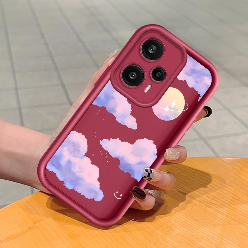 

Мягкий силиконовый квадратный чехол с рисунком лестницы для телефона, полное покрытие, противоударный защитный резиновый чехол для камеры для Xiaomi Redmi Redmi Note 13 Pro 5G темно-красного