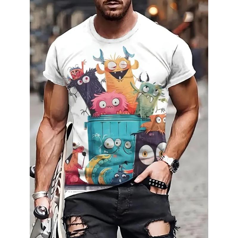 Funny Animal 3D Printing Short Sleeve Summer Outdoor Fashion Wear Tops Large Size Loose Men's T-Shirts