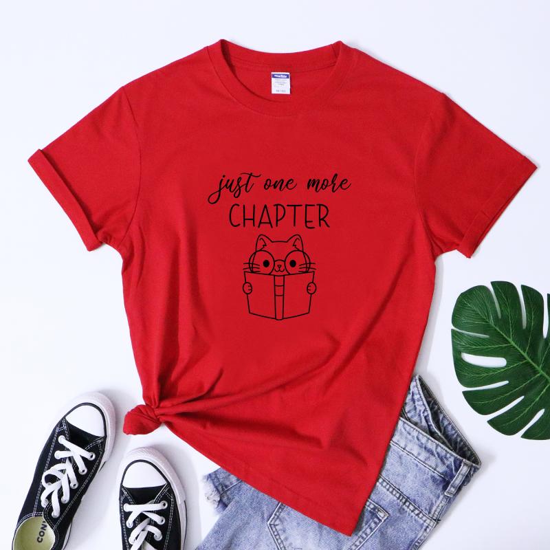 Just One More Chapter Tshirt Kawaii Book Lover Gift Tshirt Funny Cat Mom Librarian Reading Tee Shirt Top Dropshipping