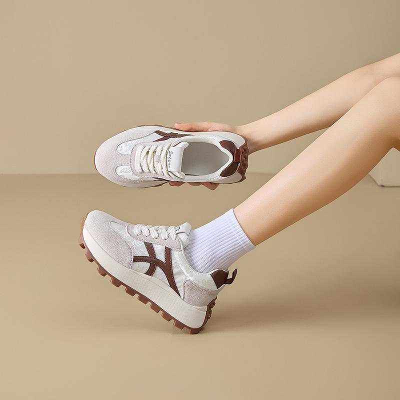 

Height-increasing women s autumn new single shoes breathable casual platform sports 35 коричневый