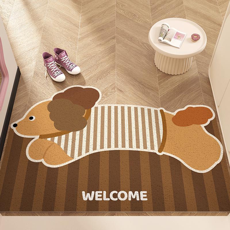 Seidenschlaufe Anti-Rutsch Hundetür-Matte: Süßer, schmutzabweisender, zuschneidbarer Fußteppich für Eingangsbereiche